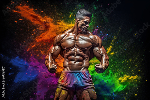 bodybuilding photo shoot made with AI generative technology