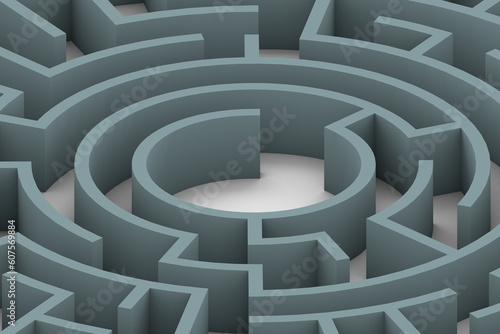 3D gray round maze