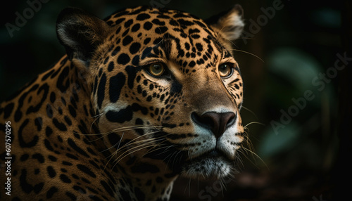 Majestic big cat staring in African wilderness generated by AI