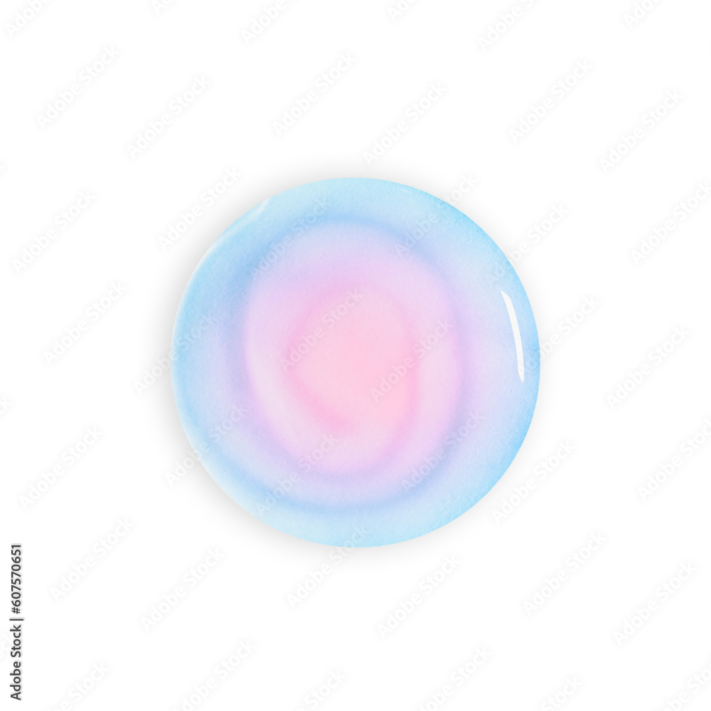 Light blue and pink round gradient transparent gel drop isolated on transparent background. Top view. Virus protection or cosmetics concept. Face Serum texture close up Light blue and pink round gradient transparent gel drop isolated on transparent background. Top view. Virus protection or cosmetics concept. Face Serum texture close up