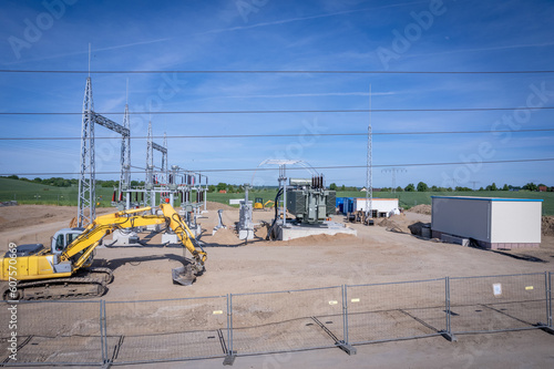 a new power substation is built on a field