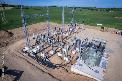 a new power substation is built on a field