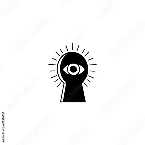vector illustration of keyhole with eye symbol concept
