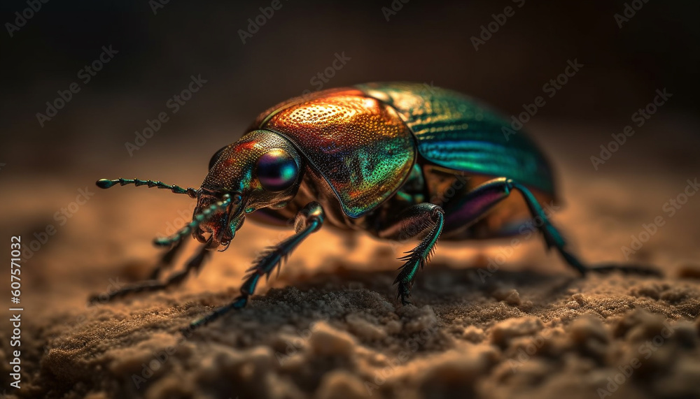 Small weevil crawls on vibrant yellow leaf generated by AI Small weevil crawls on vibrant yellow leaf generated by AI