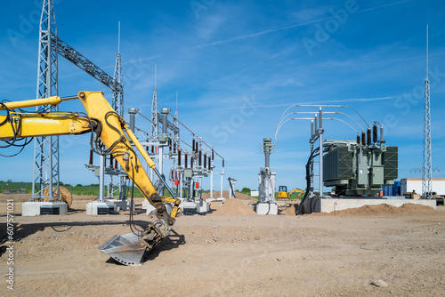 a new power substation is built on a field