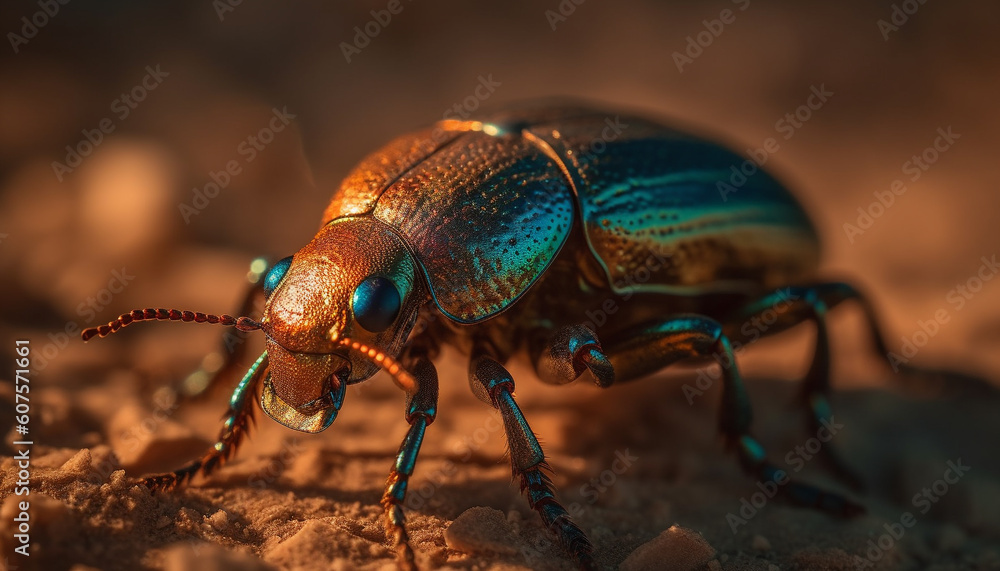 Small weevil crawling on green leaf surface generated by AI Small weevil crawling on green leaf surface generated by AI