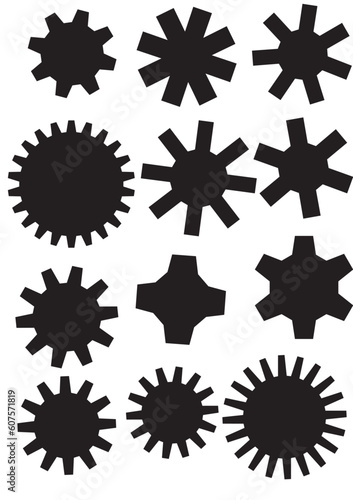 poster with gearwheel in black and white color