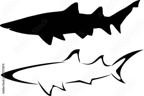 Set of two tribal shark tattoos