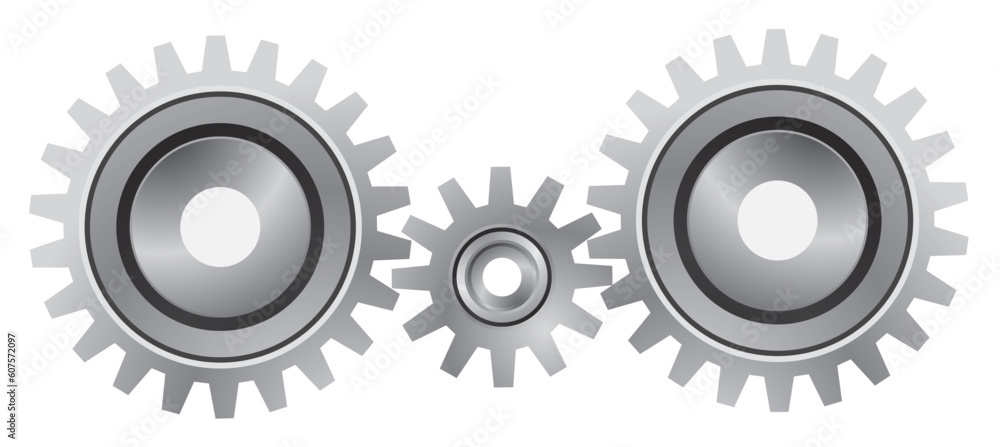 Silver gear set on the white background Silver gear set on the white background