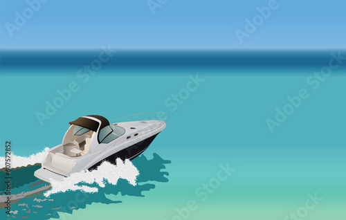 Luxury white boat crossing the sea