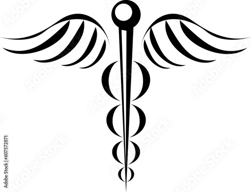 Caduceus medical symbol tribal tattoo