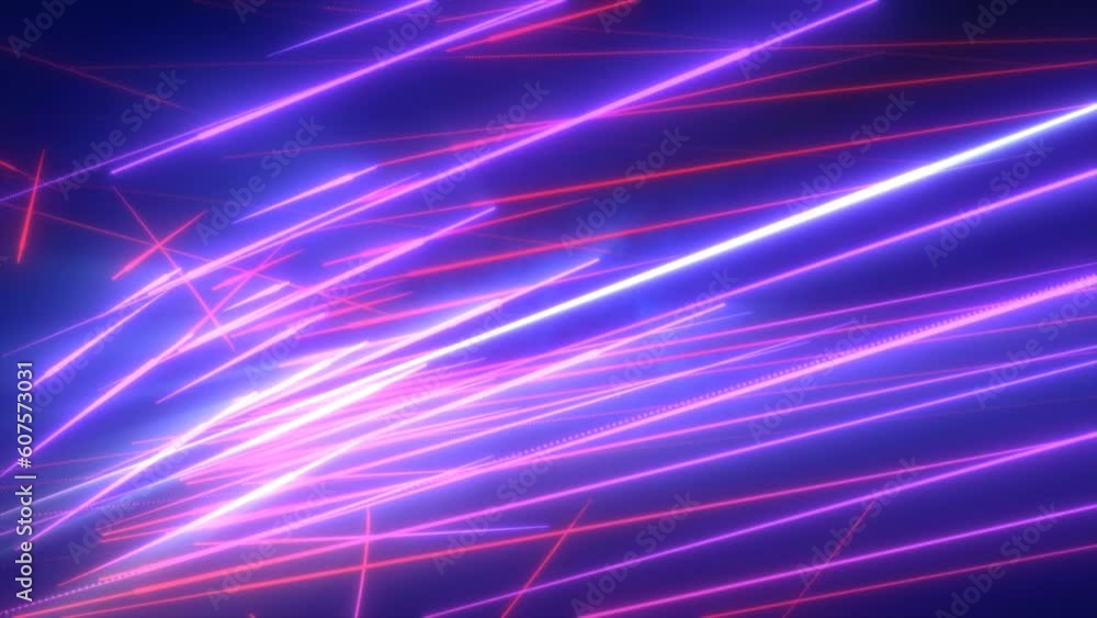 Abstract blue and purple glowing neon energy laser lines flying on a black background, video 4k, 60 fps Abstract blue and purple glowing neon energy laser lines flying on a black background, video 4k, 60 fps