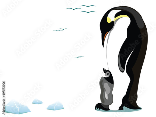 illustration of a mother penguin and offspring