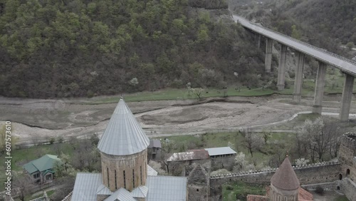 Aerial view of Ananuri Fortress Complex in Georgia.  photo