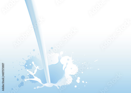 milky water pouring into light blue background