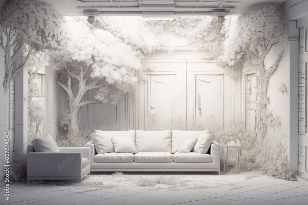 Architect interior designer concept living room with sofa, molded ...
