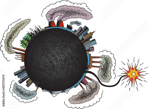 Earth as a bomb which is ready for explosion due to the ecological problems