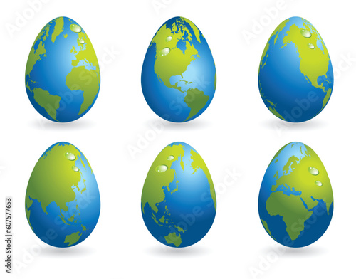 Easter eggs collection with world map
