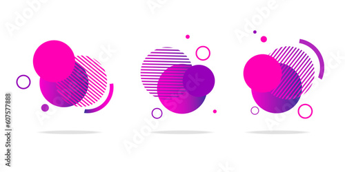 Set of round abstract badges, icons or shapes in trendy colors.