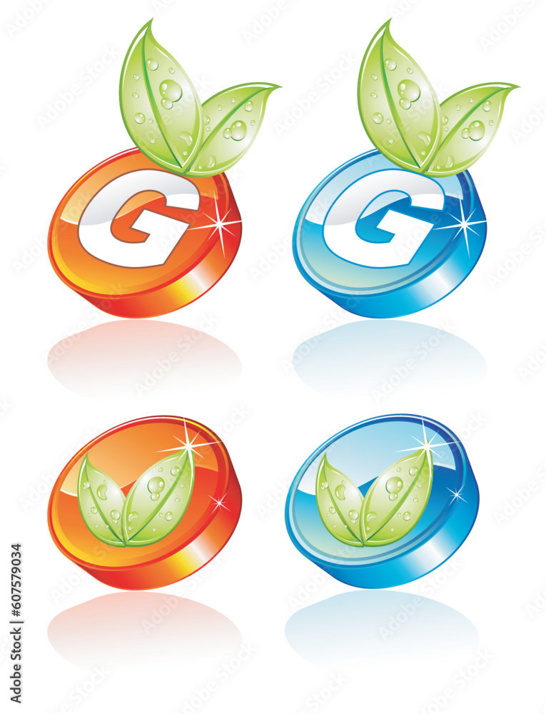 Abstract Green Button with glossy effect and reflection Abstract Green Button with glossy effect and reflection