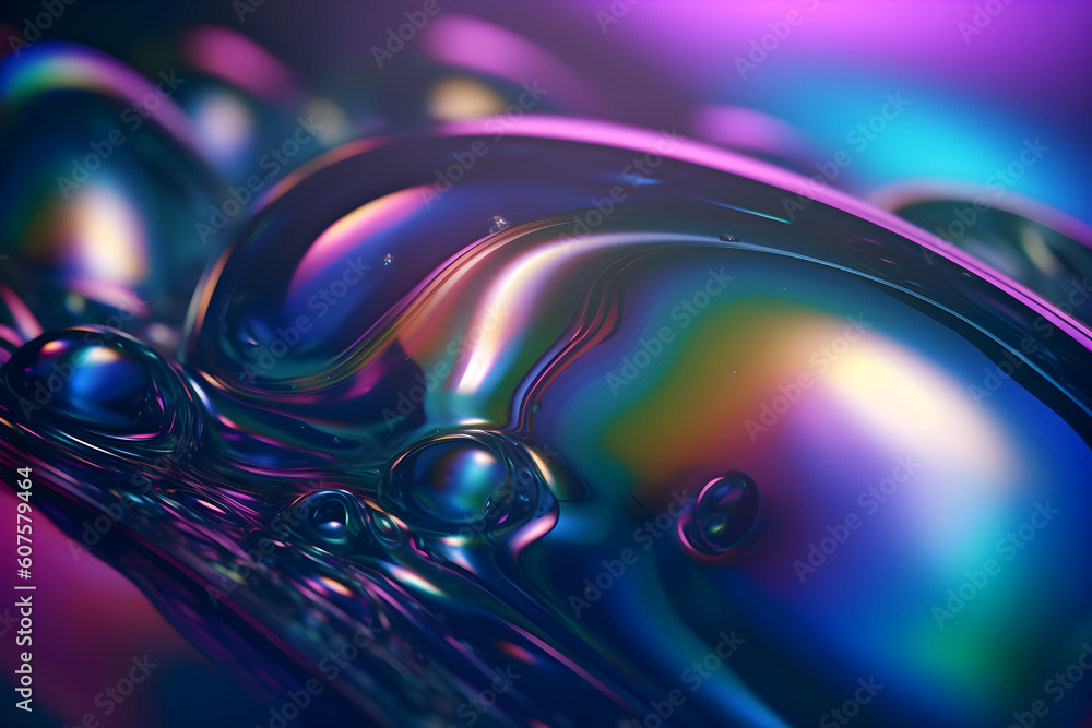 abstract liquid Metallic Iridescent Holographic background with water drops and ripples generative ai abstract liquid Metallic Iridescent Holographic background with water drops and ripples generative ai