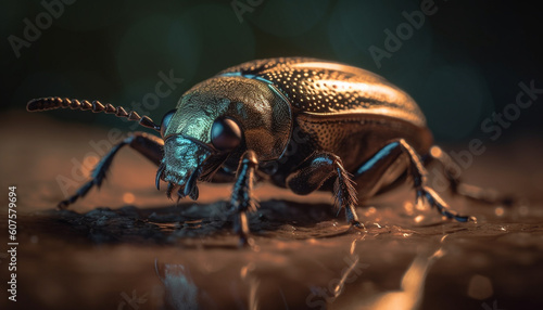 Small weevil crawling on green leaf outdoors generated by AI © Jeronimo Ramos
