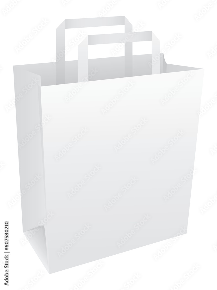 Blank white paper bag with handles. Please check my portfolio for more packaging illustrations. Blank white paper bag with handles. Please check my portfolio for more packaging illustrations.