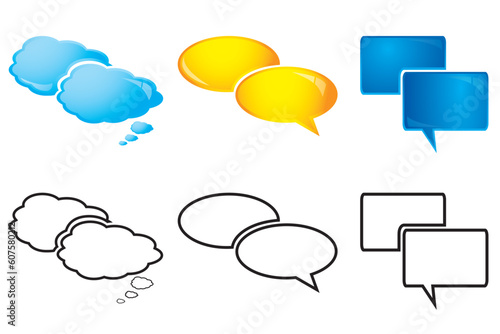 Speech Bubbles, glossy and outline. Please check my portfolio for more cartoon illustrations.