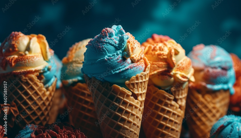 ice cream cone, a summer indulgence generated by AI
