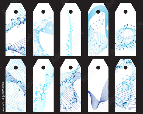 Set of ten vector water theme bookmark labels
