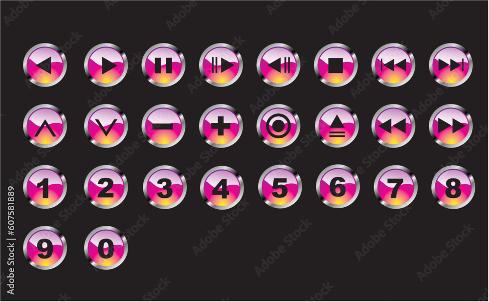 Music Player recorder buttons with numbers