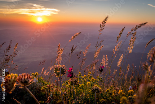 sunrise on mountaintop photo