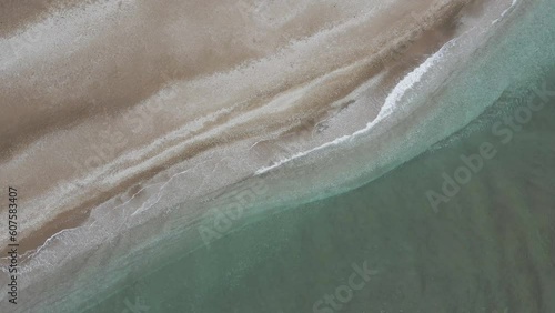 Aerial view of an empty beach along the Thracian Sea, Makri, East Macedonia and Thrace, Greece. photo