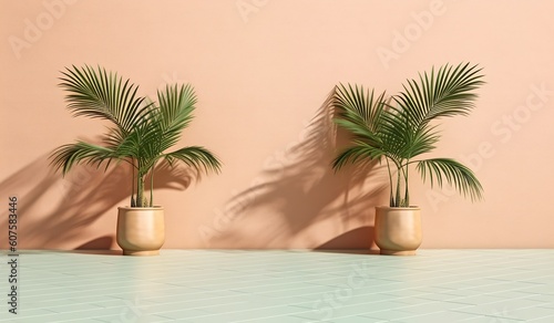 Vase with palm leaves, generative AI © progressman