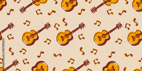Acoustic guitar pattern collection, vectorized seamless