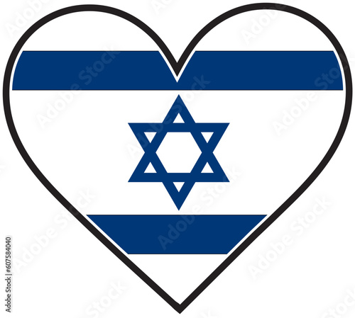 An Israeli flag shaped like a heart