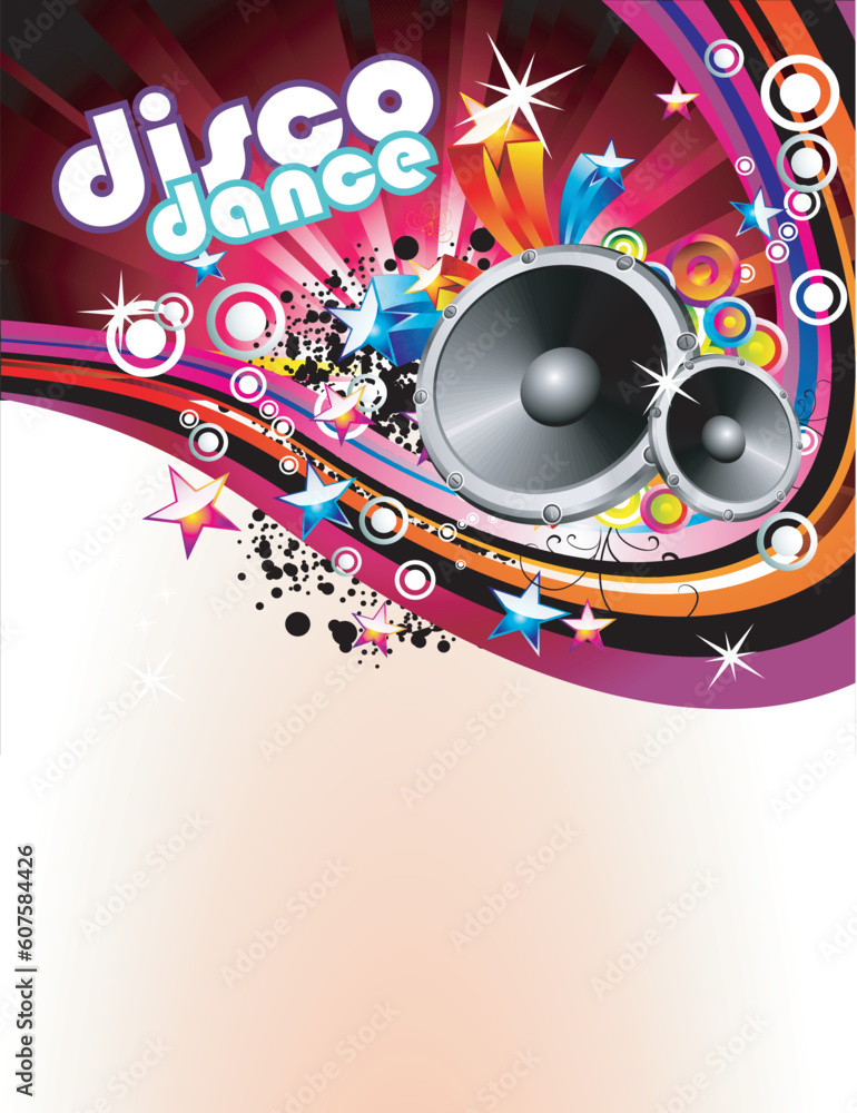 Abstract Music and Disco Colorful Flyer Background