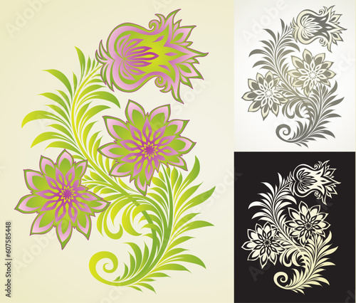 Wallpaper Mural vector ornament In flower style Torontodigital.ca