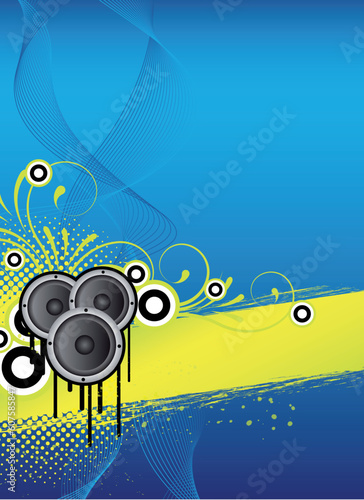 blue abstract party flyer design with ornaments