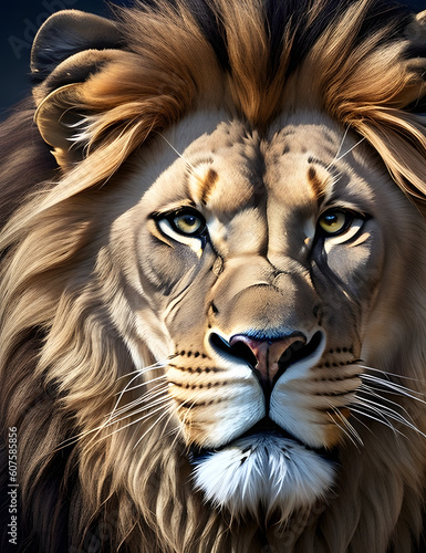 Big Majestic Lion Head created with Generative AI technology