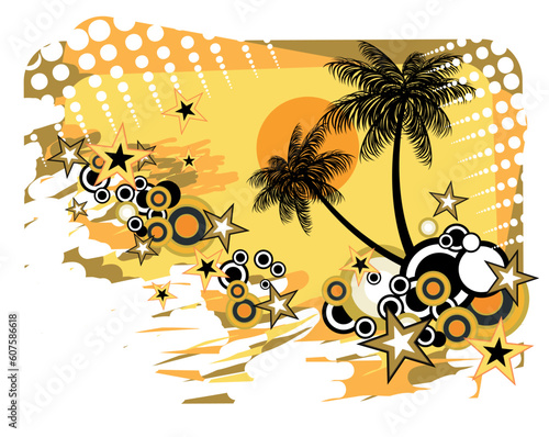 Disco Dance Tropical Music Flyer with colorful background