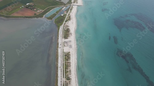 Aerial view of Limnothalassa Karats Lake and Limni Patella lake along the Thracian Sea coastline, East Macedonia and Thrace, Greece. photo