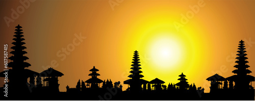 Tropical sunset, palm tree silhouette