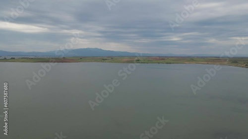 Aerial view of Limnothalassa Ksirolimnis Lake, East Macedonia and Thrace, Greece. photo