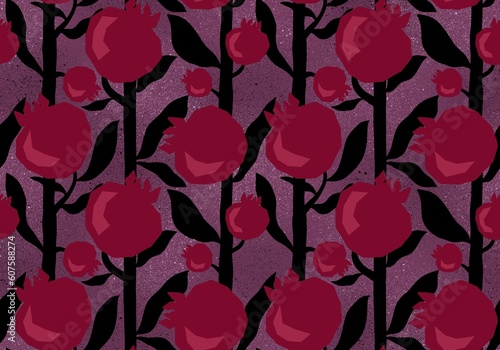 Summer fruit seamless geometric pomegranate pattern for wrapping paper and fabrics and linens and clothes print