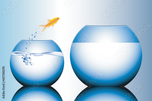 goldfish jumping out of the water vector illustration