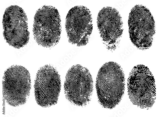 10 Black and White Vector Fingerprints - Very accurately scanned and traced ( Vector is transparent so it can be overlaid on other images, vectors etc.)