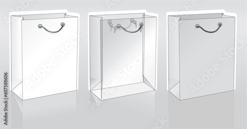 Three shopping packets in different materials for your logo