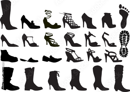 shoe silhouettes set, vector