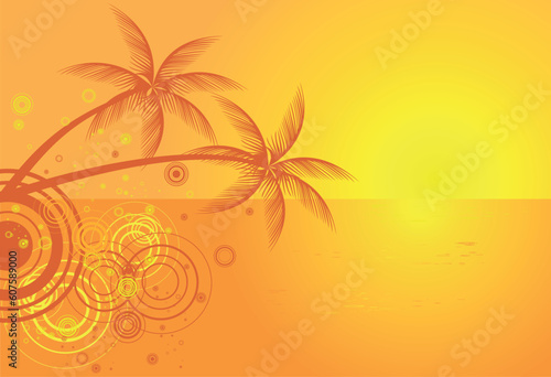 Summer vector background with tropical beach